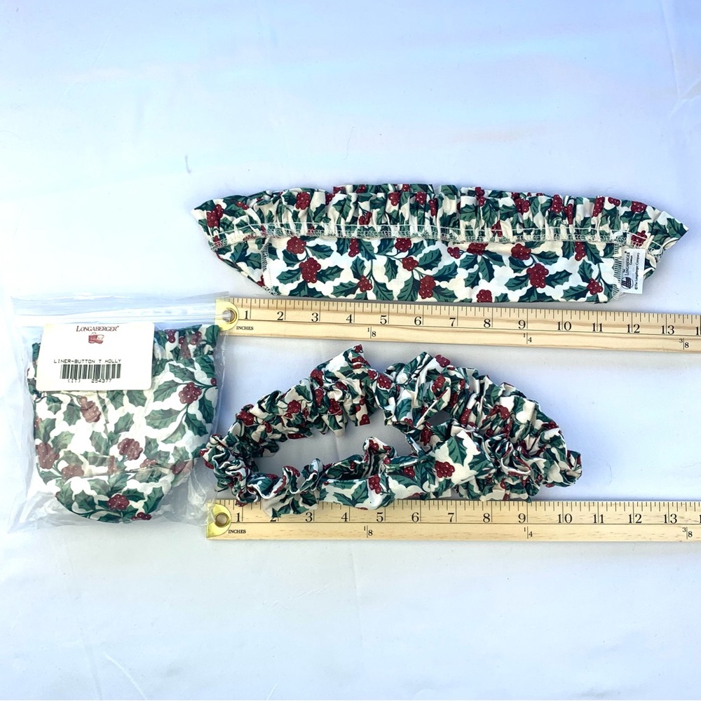 LONGABERGER HOLLY LINER LOT - Tea Basket, Garter, Basket - LINER ONLY Qty 3